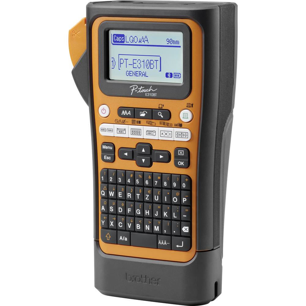 Brother P-touch E300 Beschriftungsgerät Etikettendrucker mobil schwarz-orange - 4977766834063
