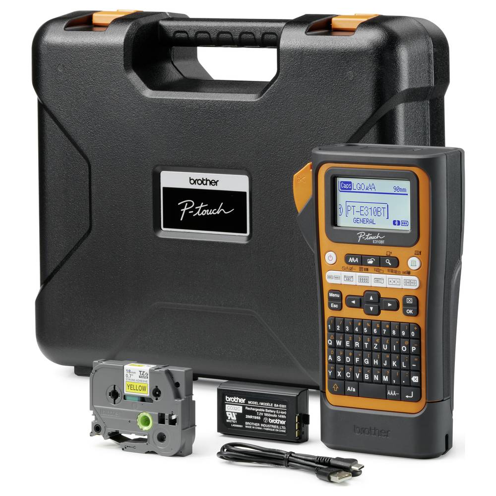 Brother P-touch E300 Beschriftungsgerät Etikettendrucker mobil schwarz-orange - 4977766834063