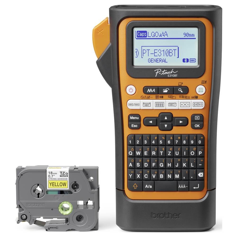 Brother P-touch E300 Beschriftungsgerät Etikettendrucker mobil schwarz-orange - 4977766834063