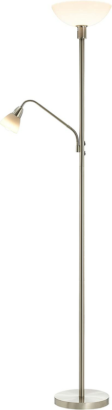 Plafonnier LED Lindby, lampadaire Jost avec liseuse, nickel