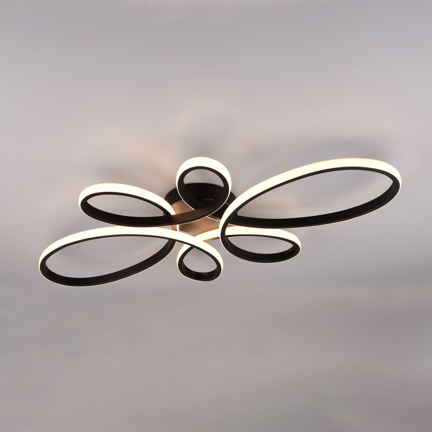 B-Ware Trio Lighting Deckenleuchte Lampe Led Fly Schwarz Matt Geschwungen Dimmbar Moder