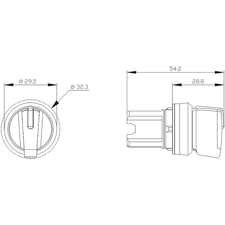 Siemens Knebelschalter Frontring Kunststoff beleuchtbar Knebel Schwarz 2 x 45 °