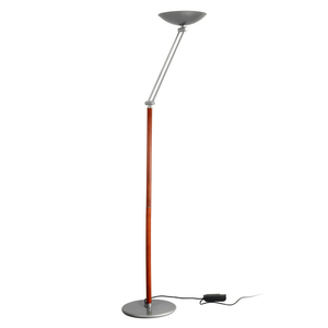 B-Ware Aluminor Deckenfluter Stehlampe Led Braun Silber Stahl Holz Höhenverstellbar Dim