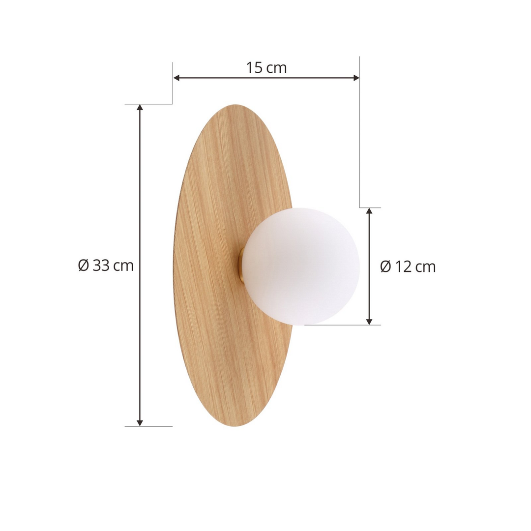 Lindby Wandleuchte Zain Wandlampe Leuchte Lampe holzfarben weiß Glas Ø 33 cm G9