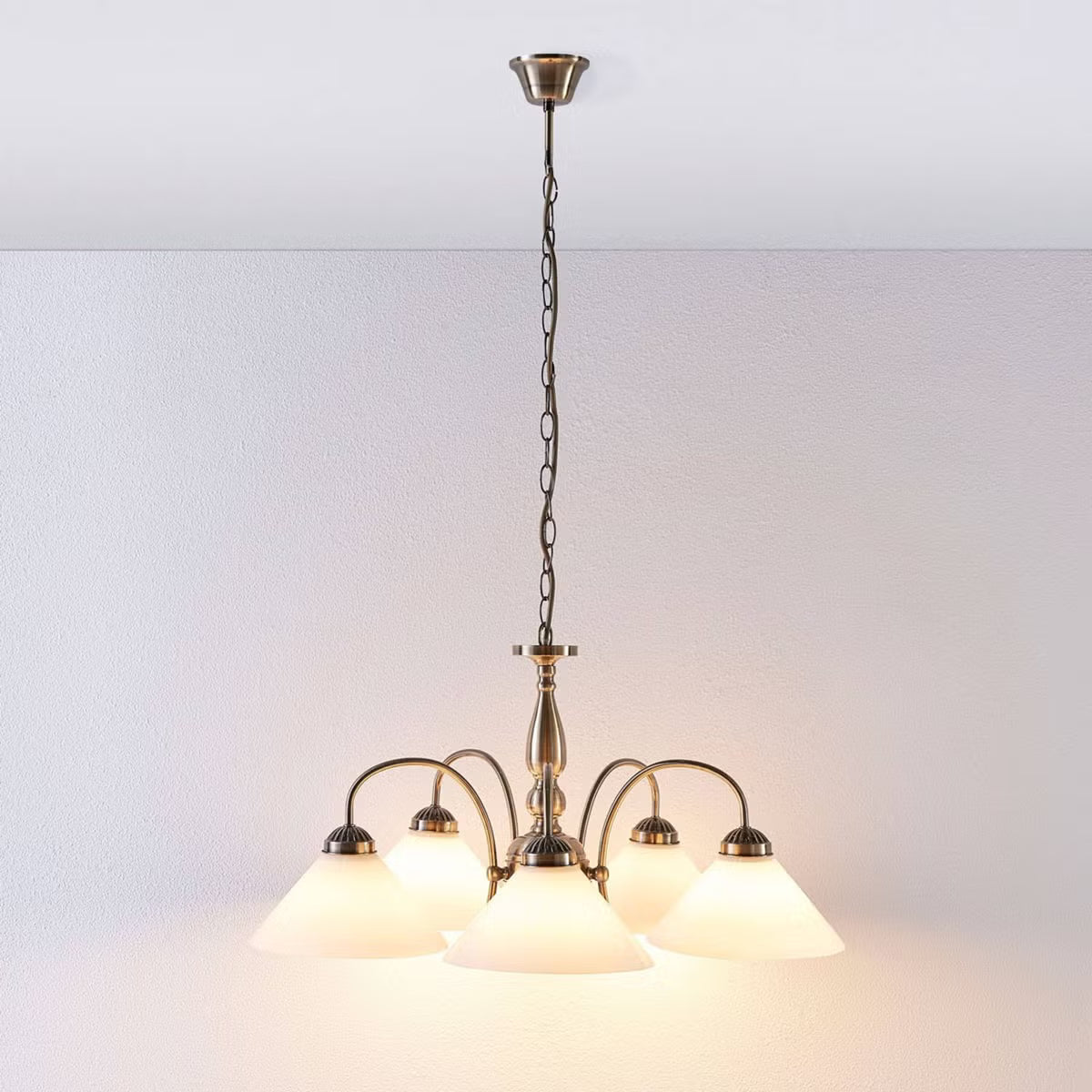 B-Ware Lindby Glas Pendelleuchte Otis 5 Flg Deckenlampe Hängeleuchte Deckenlampe E27