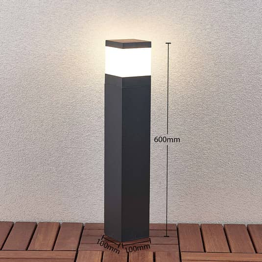 Lindby LED-Wegelampe Litas Wegeleuchte Lampe Gartenbeleuchtung eckig dunkelg15