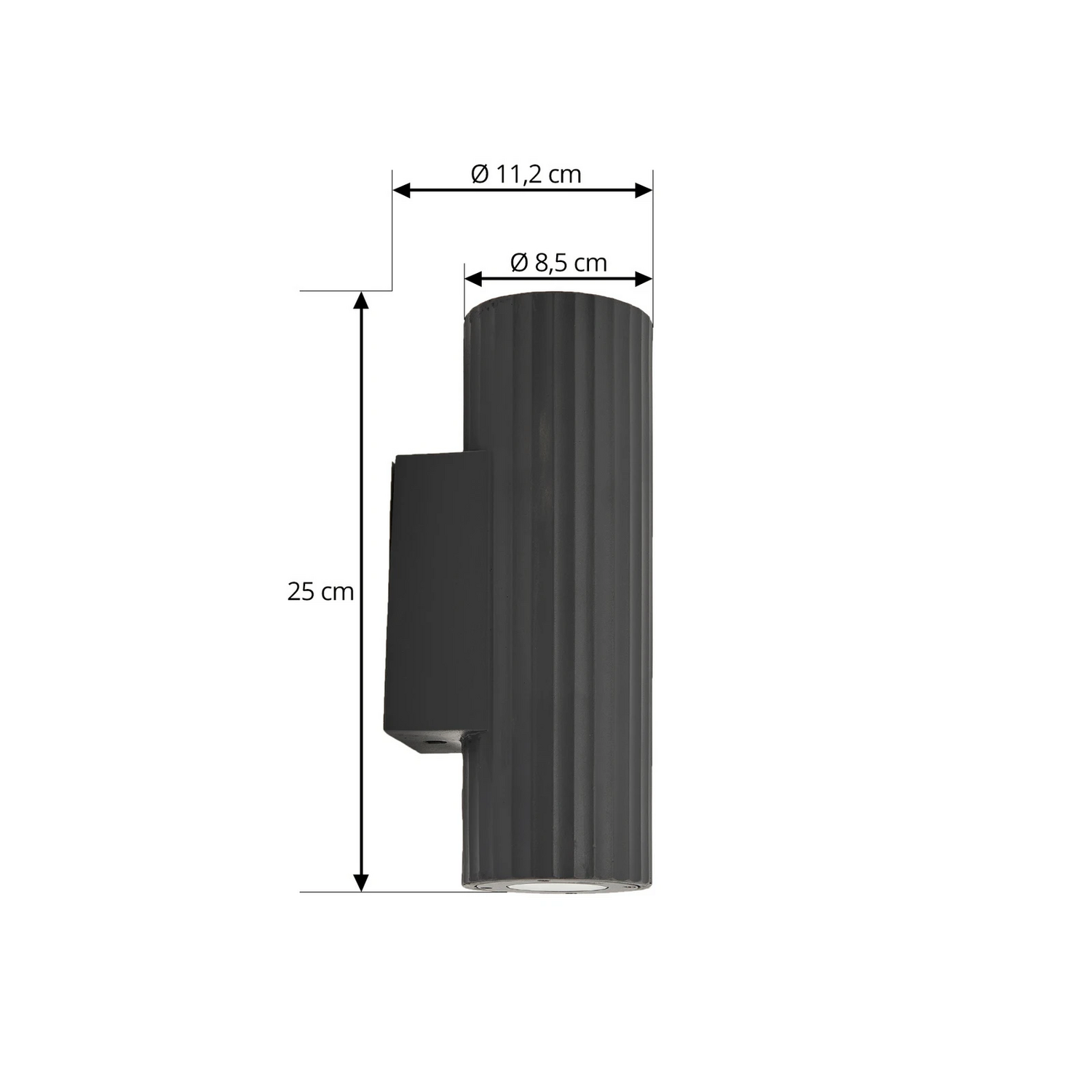 Lindby Außenwandleuchte Christa Grau Beton 25 Cm Riffel Wandlampe Lampe Leuchte B-Ware - 4251911786088