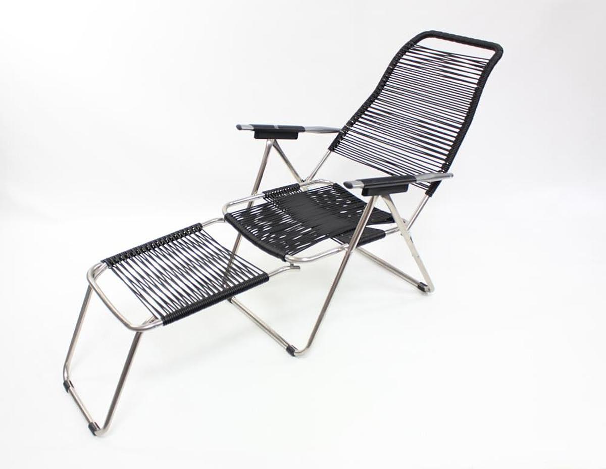 B-Ware Jan Kurtz Fiam Liegestuhl Spaghetti Gartenliege Relaxliege Aluminium Schwarz