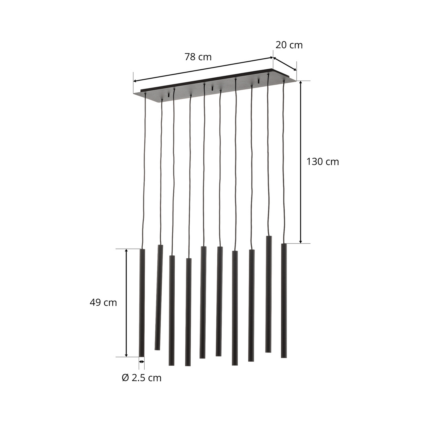 Hängeleuchte Hängeleuchte Lampe Leuchte Licht Laser Zehnflammig Schwarz Stahl B-Ware - 5903139892391