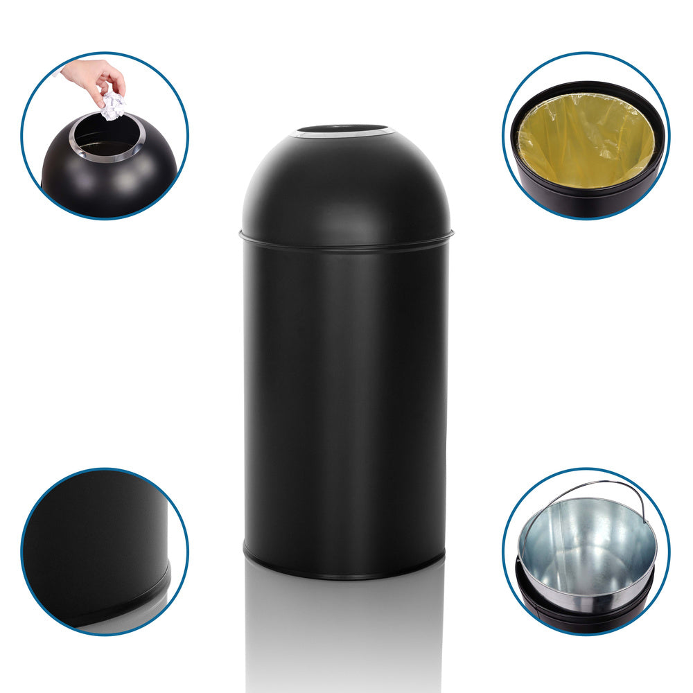 hjh OFFICE Abfallsammler Mülleimer CLEAN OR 50L schwarz matt Inneneimer Metall - 4064323035824