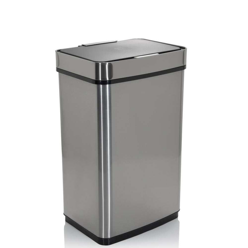 hjh OFFICE Abfallsammler Mülleimer CLEAN IV Abfalleimer Sensor 60L Stahl silber - 4064323013235