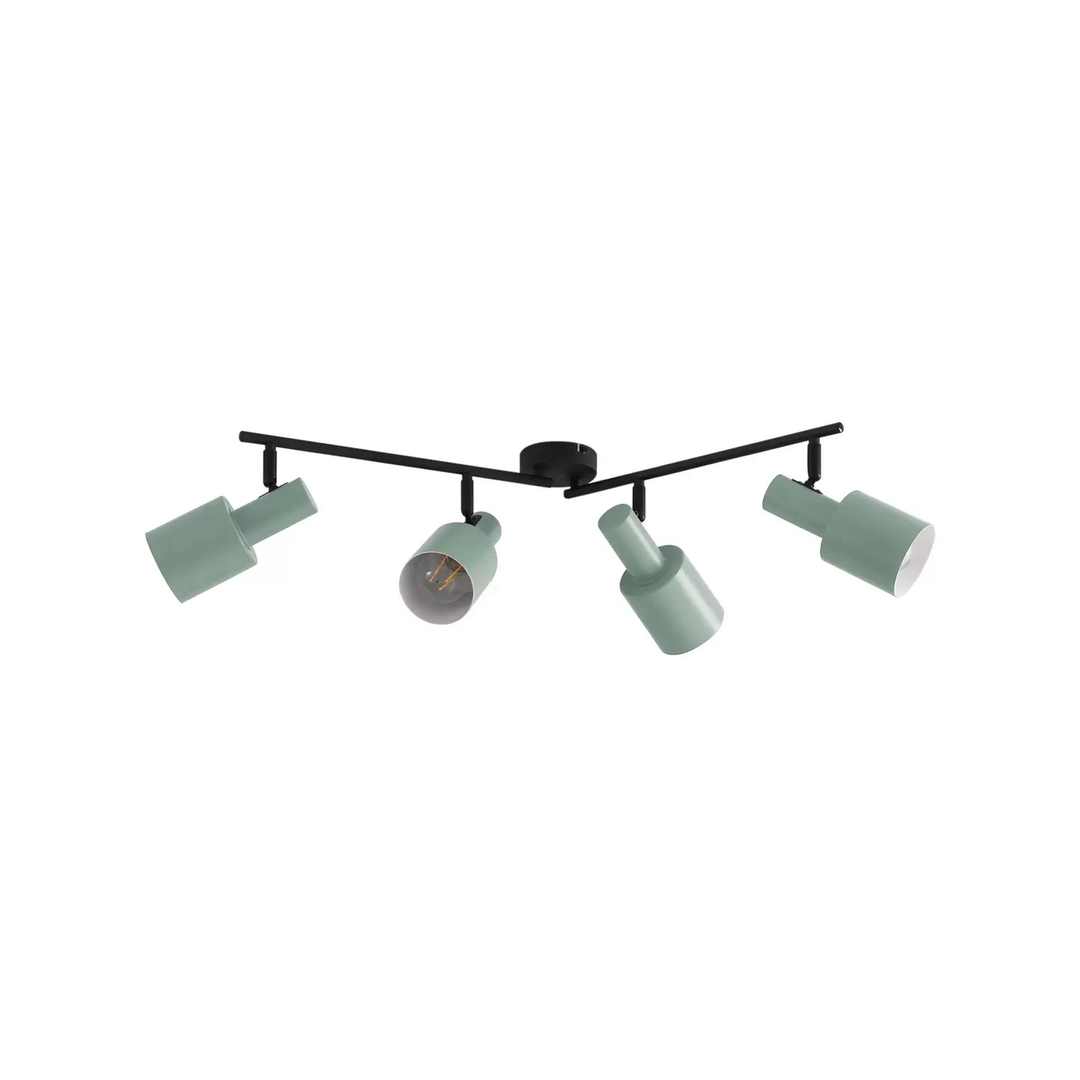 Lindby Deckenstrahler Ovelia, grün/schwarz lang Deckenlampe Strahler Lampe E27