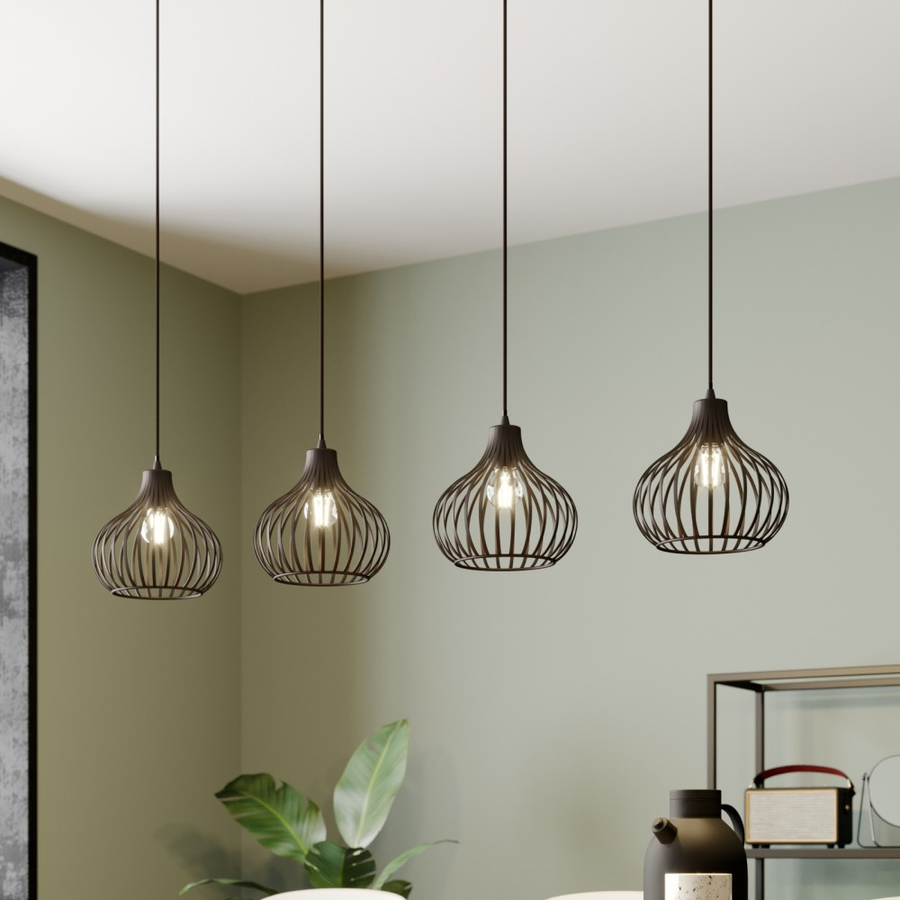 Lindby Frances Hängelampe Hängeleuchte Pendellampe Lampe Leuchte Braun, 4 Fl.37 B-Ware - 4251096551716