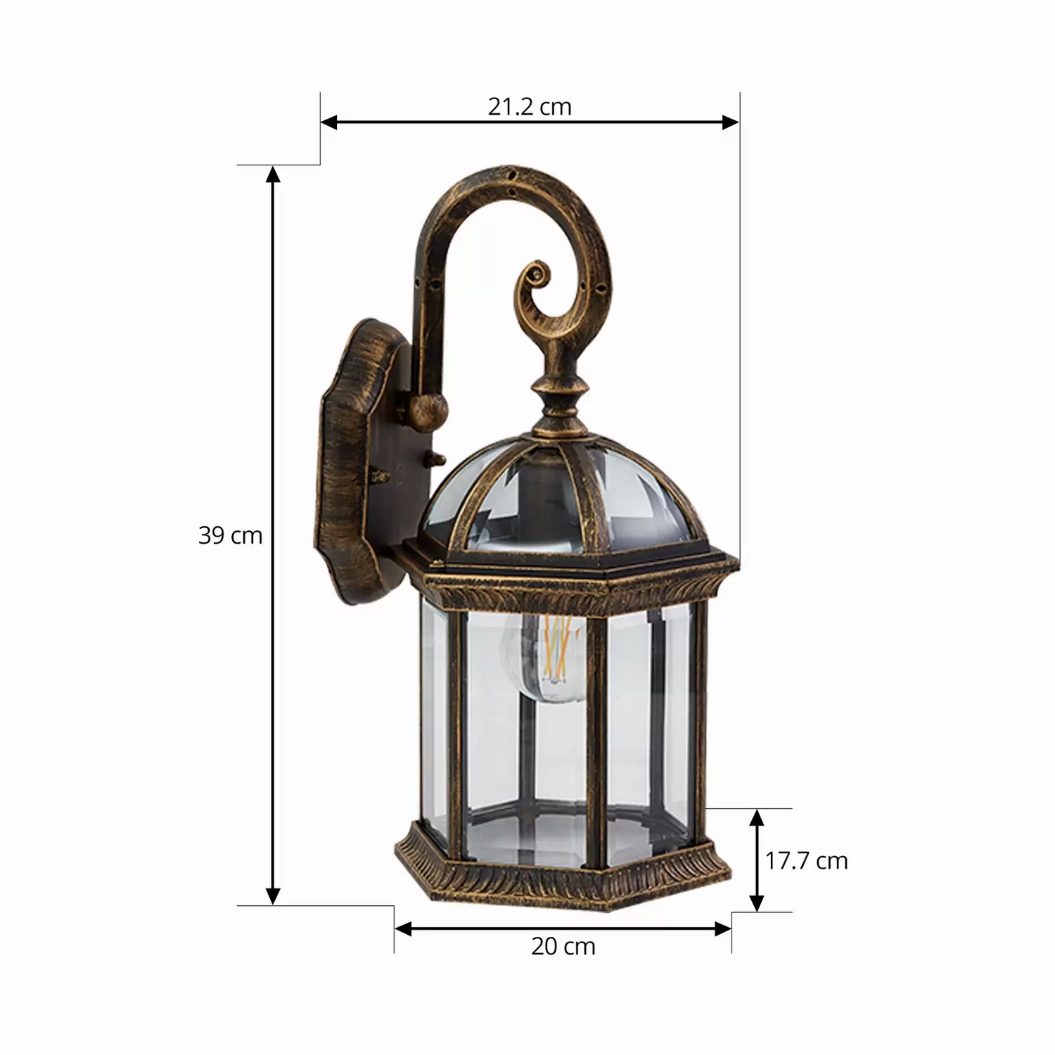 B-Ware Lindby Außenwandleuchte Adelisa Gold Antik Alu Höhe 39cm Wandlampe Lampe Leuchte