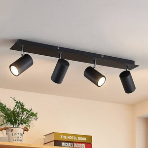 Spot de plafond Lindby Joffrey de catégorie B, lampe de plafond, plafonnier, 4 lumières, 70 cm, noir 231 
