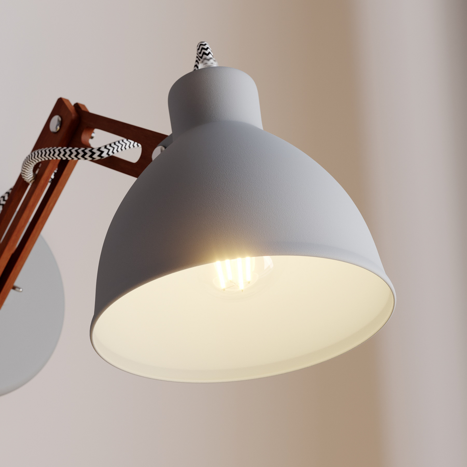B-Ware Euluna Wandleuchte Skansen Wandleuchte Lampe Leuchte Holzarm Verstellbar Grau