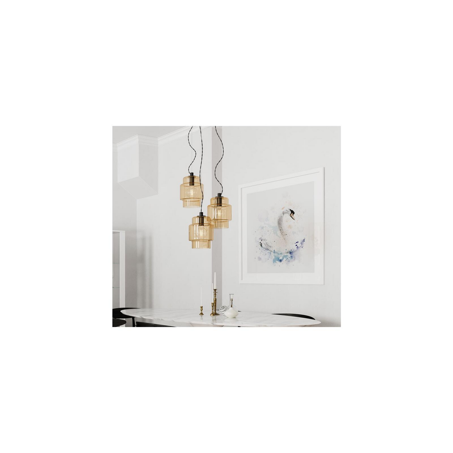 By Rydéns Ebbot Hängeleuchte Hängelampe Leuchte Lampe Licht Dreiflammig Amber B-Ware - 7391741017833