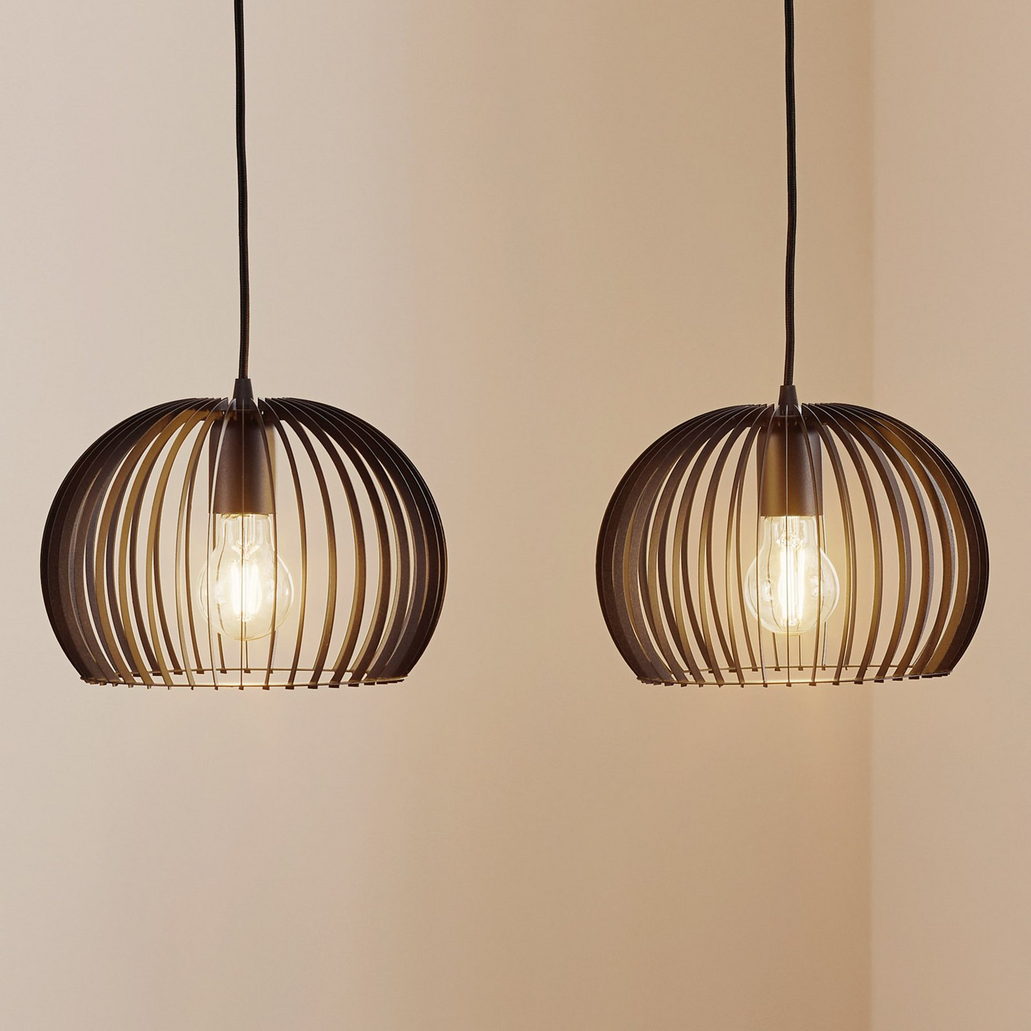 Suspension Euluna Larus en acier noir, 2 bouteilles, reconditionnée. Lampe suspendue, plafonnier, douille E27