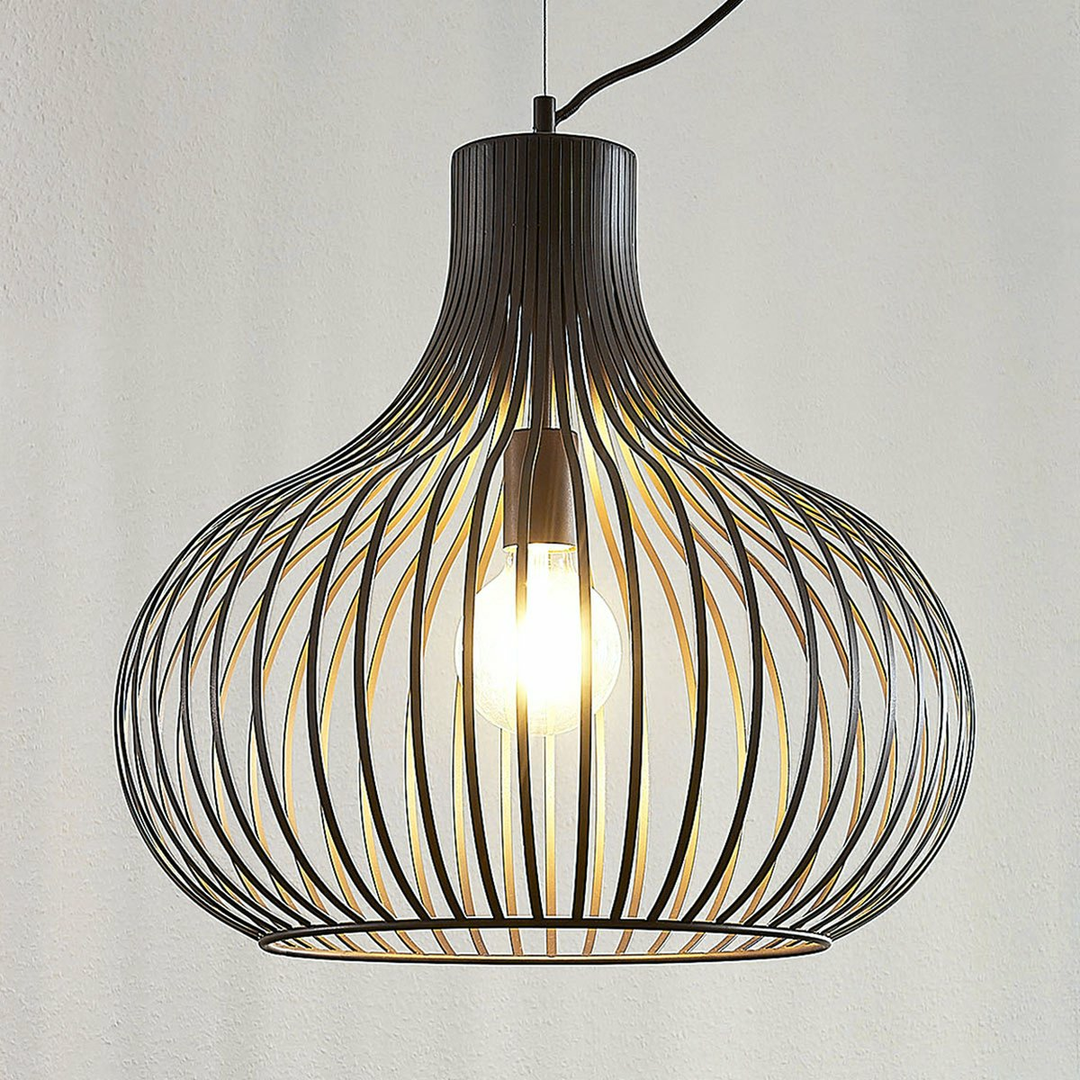 Lindby Frances Hängelampe, braun, 1-fl., Ø 48 cm Lampe Leuchte Hängeleuchte E27