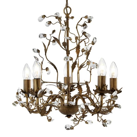 Searchlight Kronleuchter Almandite Deckenlampe Deckenleuchte Leuchte 5fl. braun
