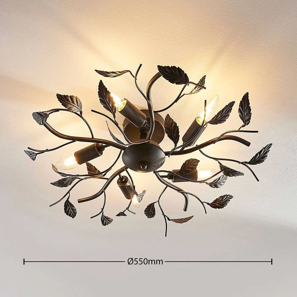 Lindby Deckenlampe Hängeleuchte Lampe Leuchte Yos Blattoptik 5 Flmg E14 Schw592 B-Ware