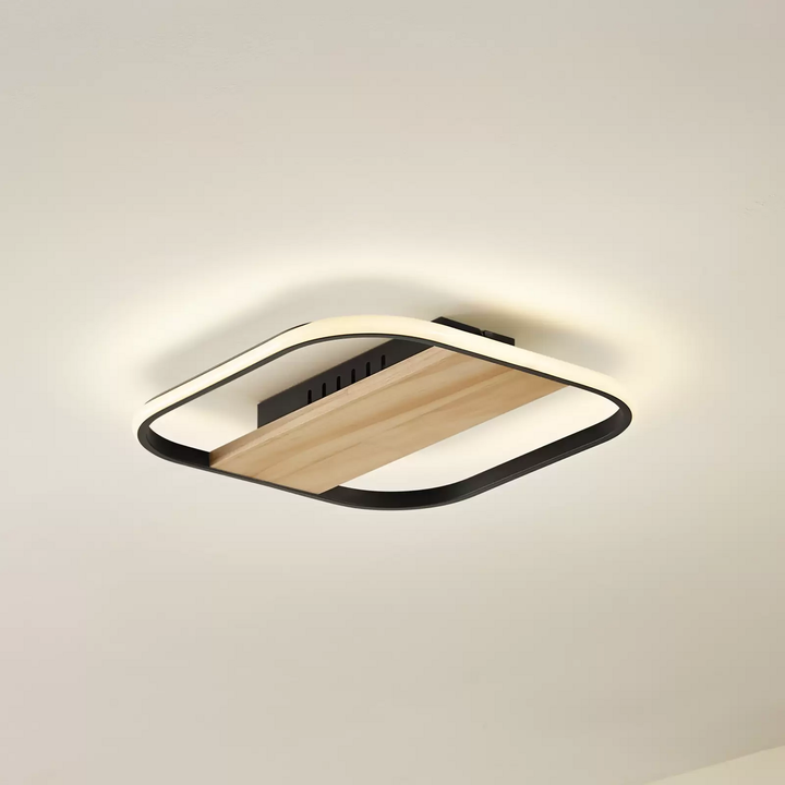 Lindby LED-Deckenleuchte Romilda Deckenlampe Leuchte Lampe grau Holz 37 cm breit