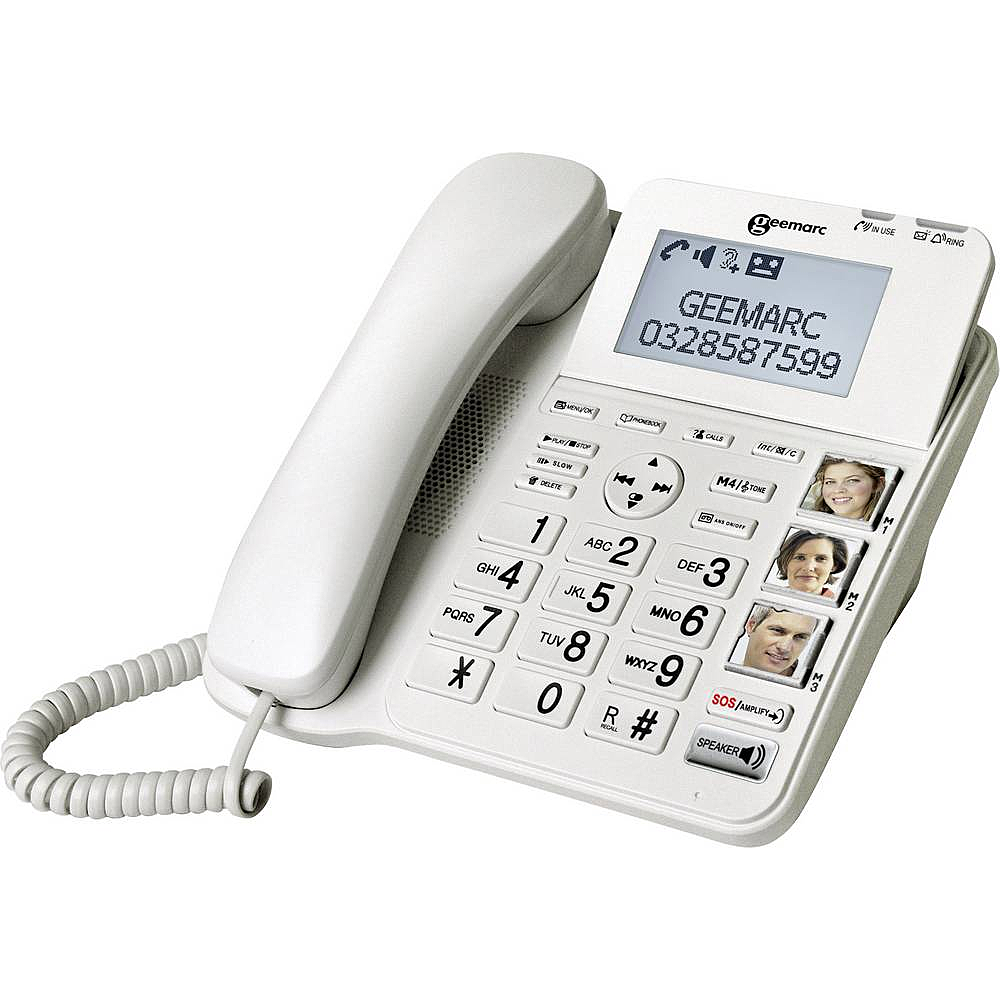 Geemarc CL595 Schnurgebundenes Seniorentelefon Telefon Weiß SIEHE TEXT/FOTO