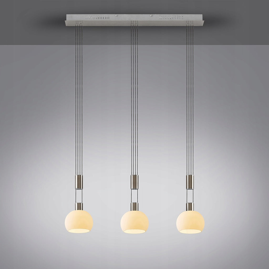 Dreiflammige LED Pendellampe Hängeleuchte Lindby Aurell Glas Nickel Esszimmer Op - 4251096573312