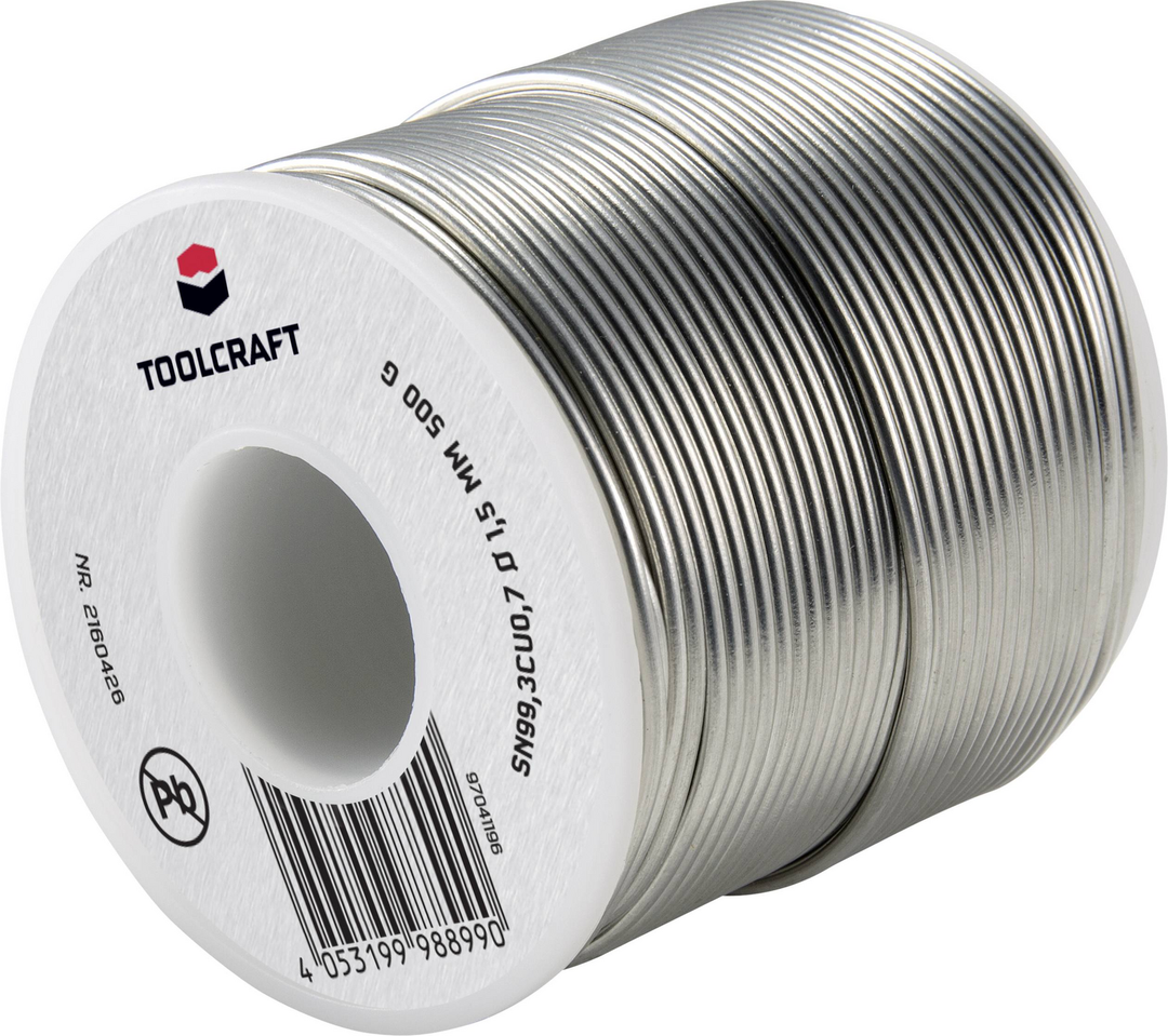 TOOLCRAFT Lötzinn bleifrei Spule Sn99,3Cu0,7 ROL1 500 g 1.5 mm Löt-Zubehör