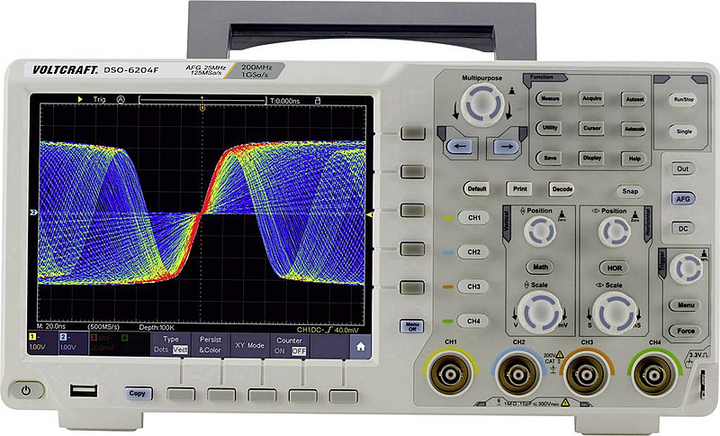 VOLTCRAFT DSO-6204F Digital-Oszilloskop 200 MHz 4-Kanal 1 GSa/s 40000 kpts 8 Bit