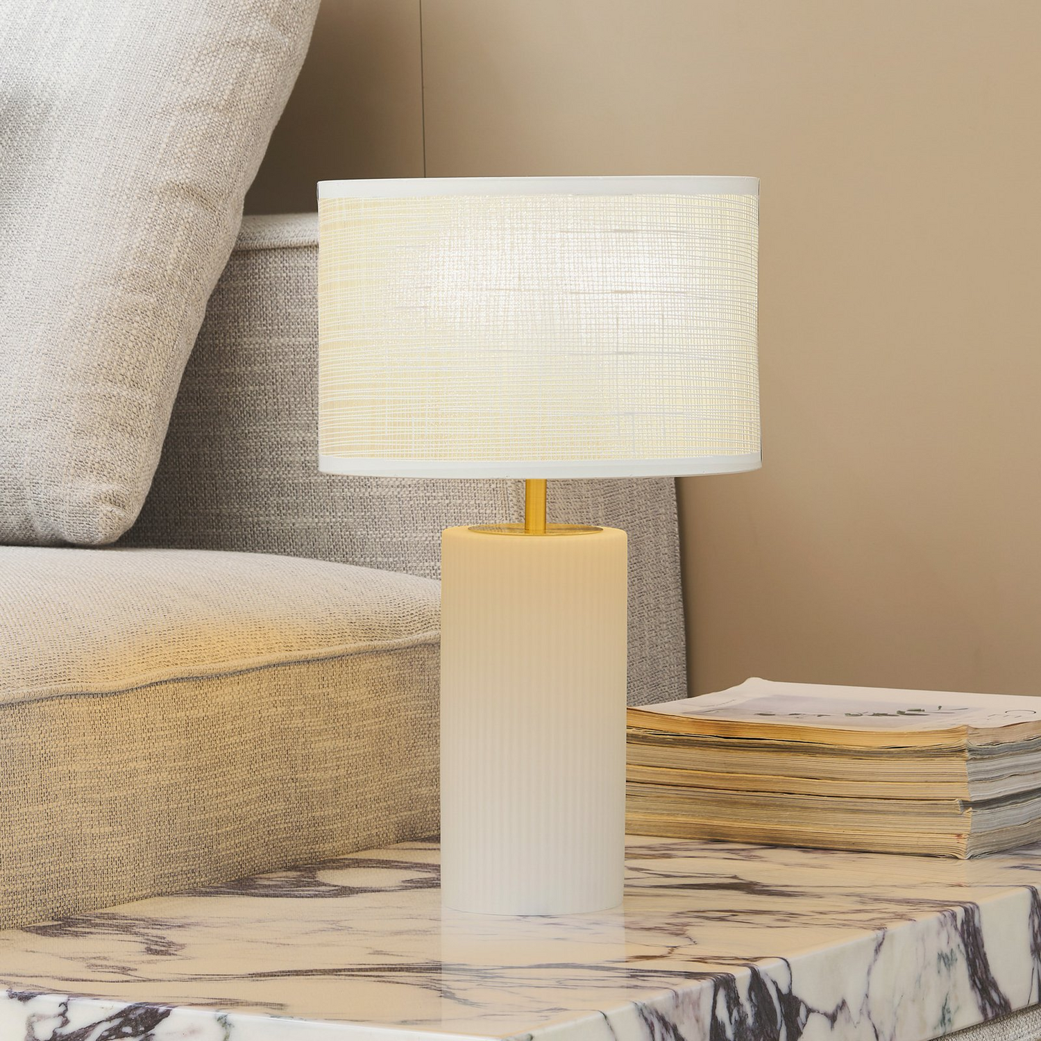 Lindby Tischleuchte Sorscha Weiß Eisen ø 26 Cm Tischlampe Lampe Leuchte Spot361 B-Ware