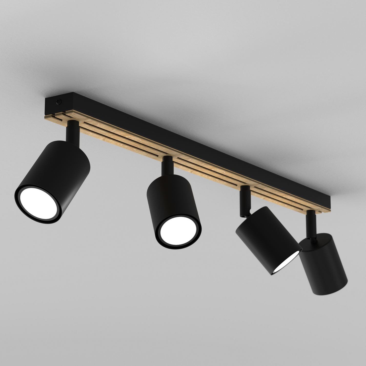 B-Ware Envostar Tino Deckenspot Vierflammig Schwarz Holz Deckenlampe Deckenleuchte S66