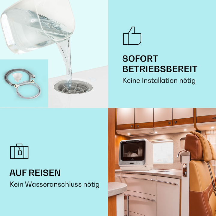 Klarstein Amazonia Mini Dishwasher 6 Programs LED Geschirrspülmaschine Spühle