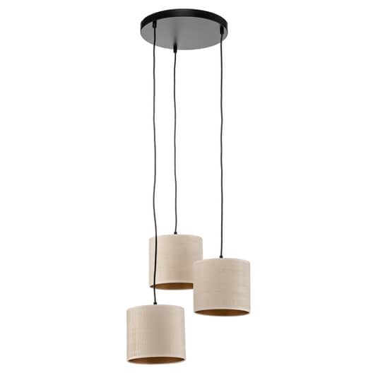 Euluna Hängelampe Jari Deckenlampe Deckenlicht Stoffschirm 3 Flg Rund Weiß Gold B-Ware - 5901738920330