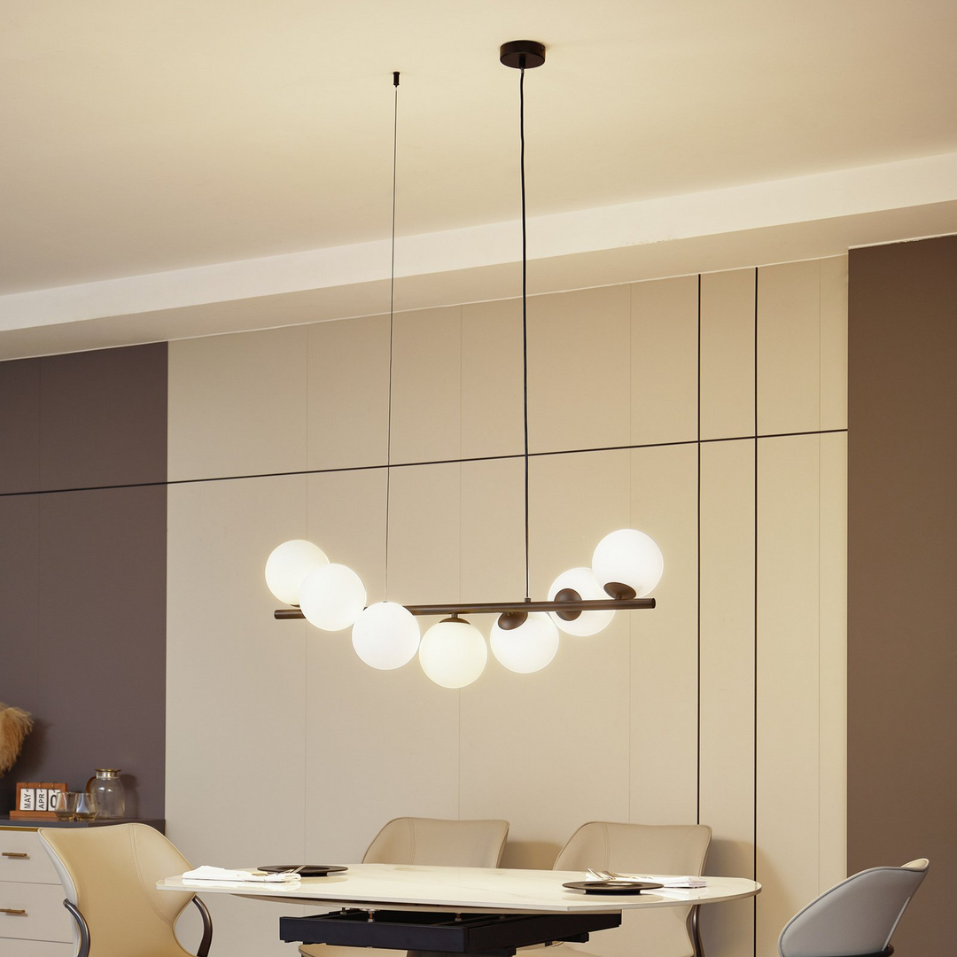 Lucande Hängeleuchte Isandro Hängelampe Leuchte Lampe Schwarz / Opal 7 Flammig B-Ware
