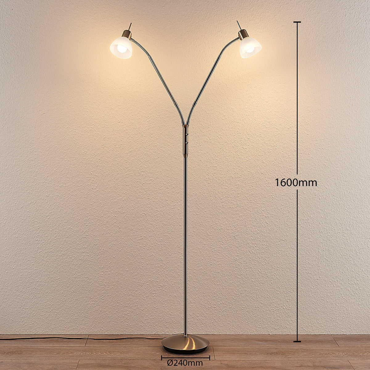 Lindby Stehlampe Gwendolin LED Lampe Leuchte höhenverstellbar alabaster nickel - 4251096542806