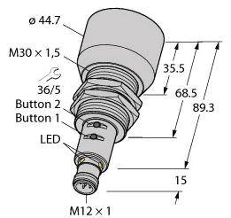 Turck 1610049 Ultraschall-Reflexionstaster Industrie-Ultraschall Schalter Sensor