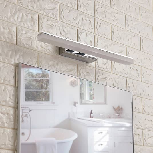 Applique murale LED Lucande Julie pour salle de bain, lampe de salle de bain, forme allongée, Ch163
