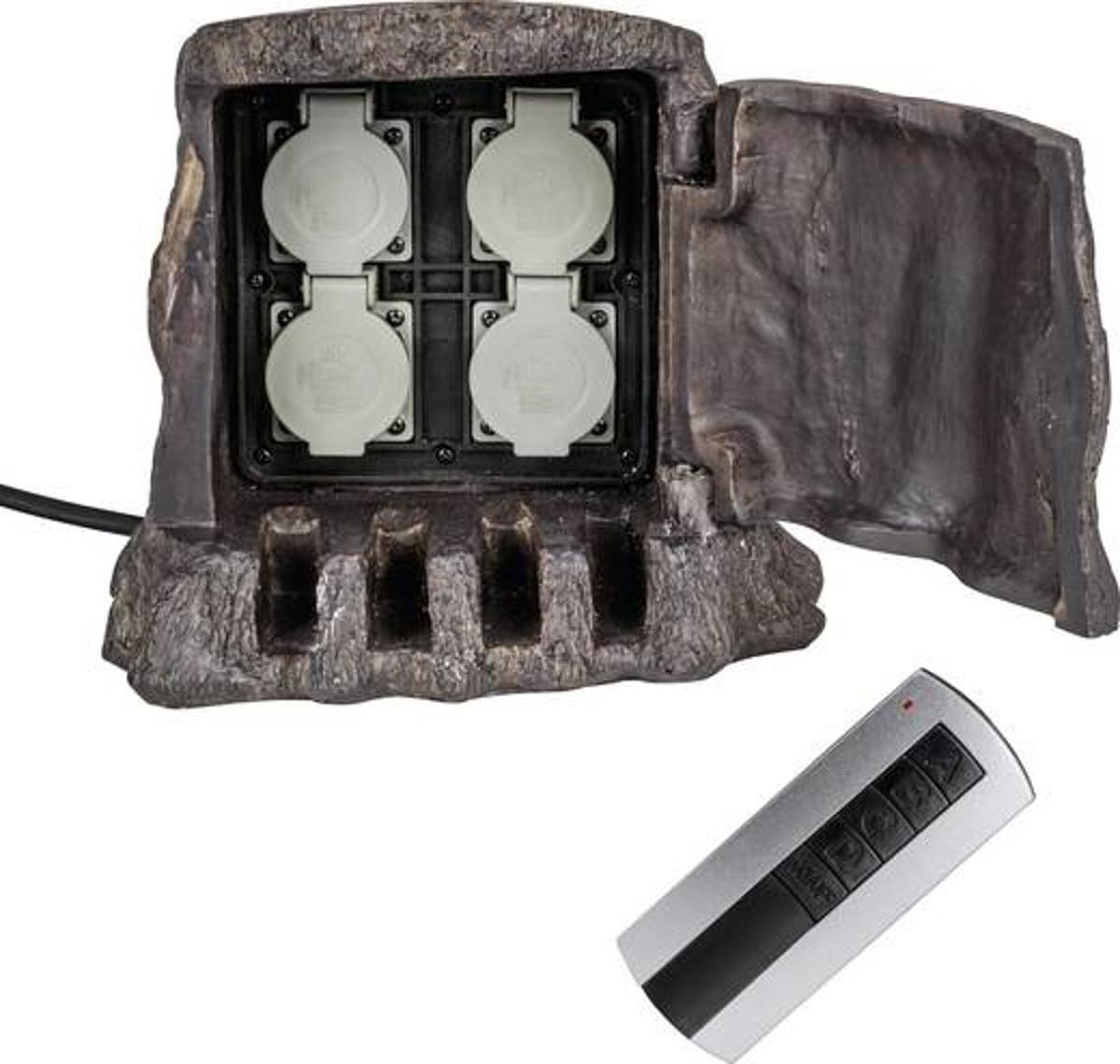 B-Ware Heitronic 37501 Gartensteckdose 4fach Energieverteiler Baumstumpf Ip44 Braun