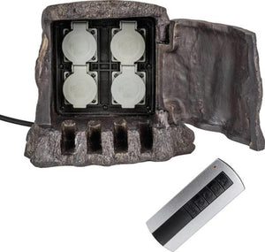 B-Ware Heitronic 37501 Gartensteckdose 4fach Energieverteiler Baumstumpf Ip44 Braun