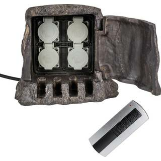 B-Ware Heitronic 37501 Gartensteckdose 4fach Energieverteiler Baumstumpf Ip44 Braun