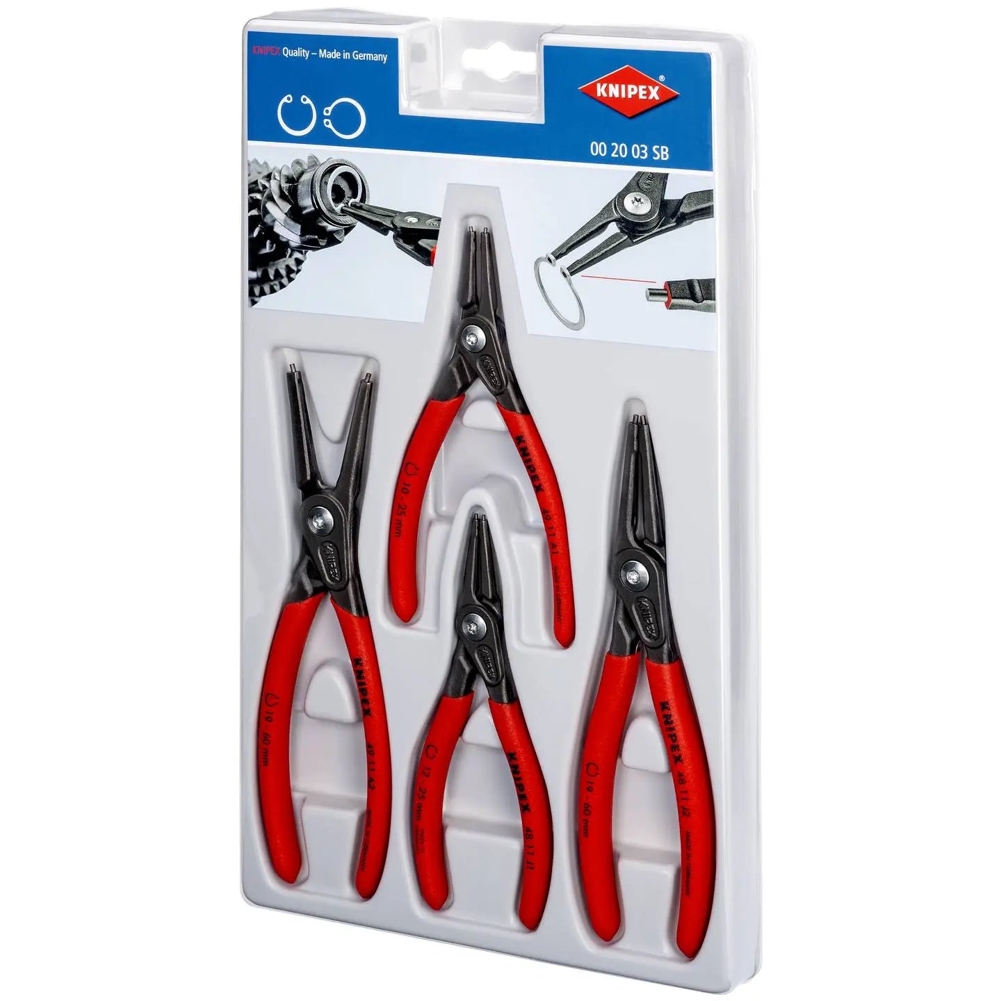 B-Ware Knipex Sicherungszangenset Werkzeug 4 Tlg Sicherungsringzangen Set 00 20 03 - 4003773050100
