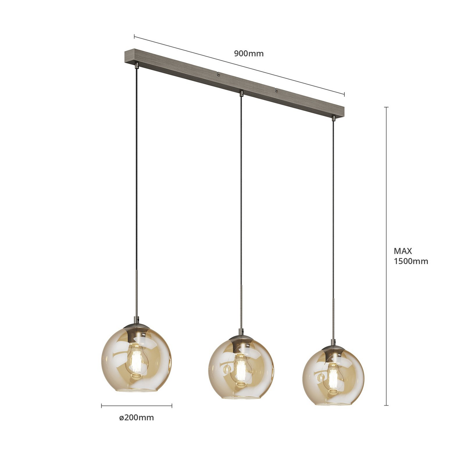 B-Ware Lindby Sofian Hängeleuchte Pendelleuchte Deckenlampe Leuchte Dreiflammig Amber
