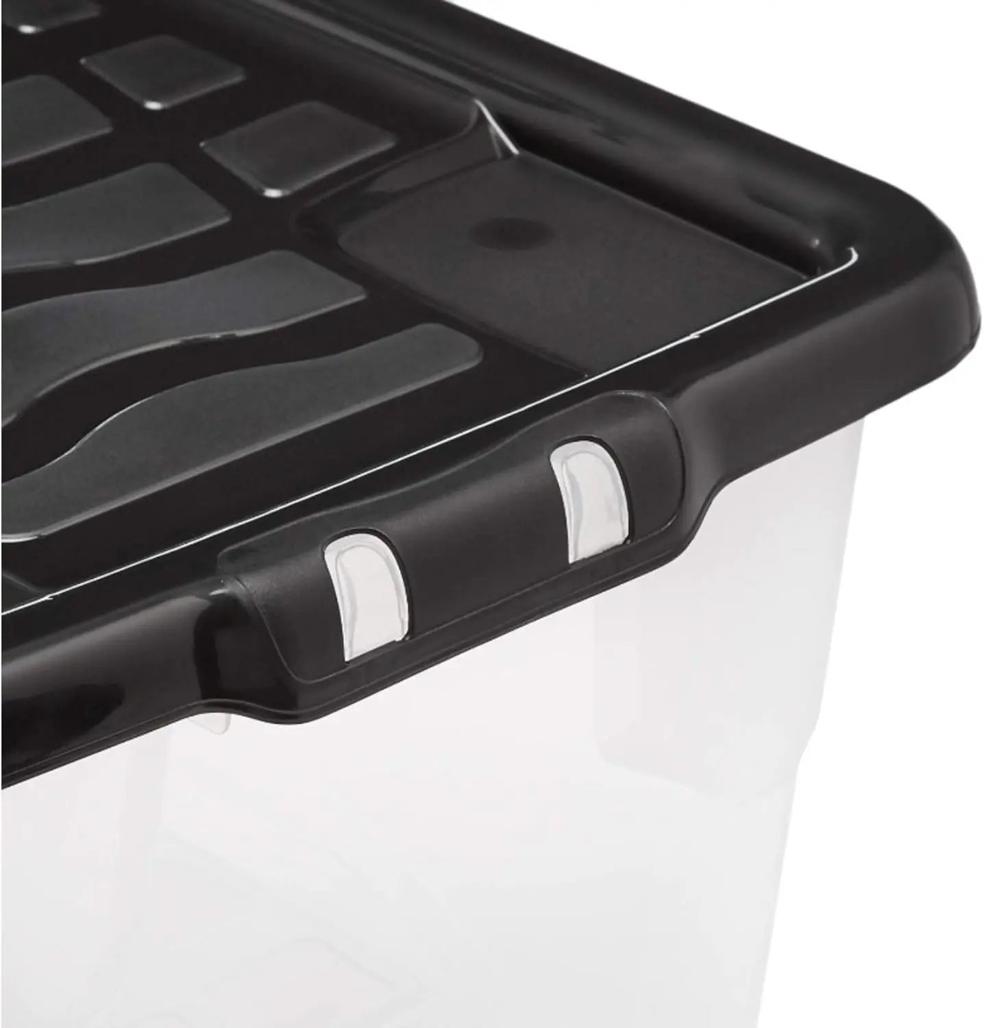 B-Ware Strata Aufbewahrungsbox Curve Box 42 L Mit Deckel Transparent Schwarz 4er Set - 5021711053227
