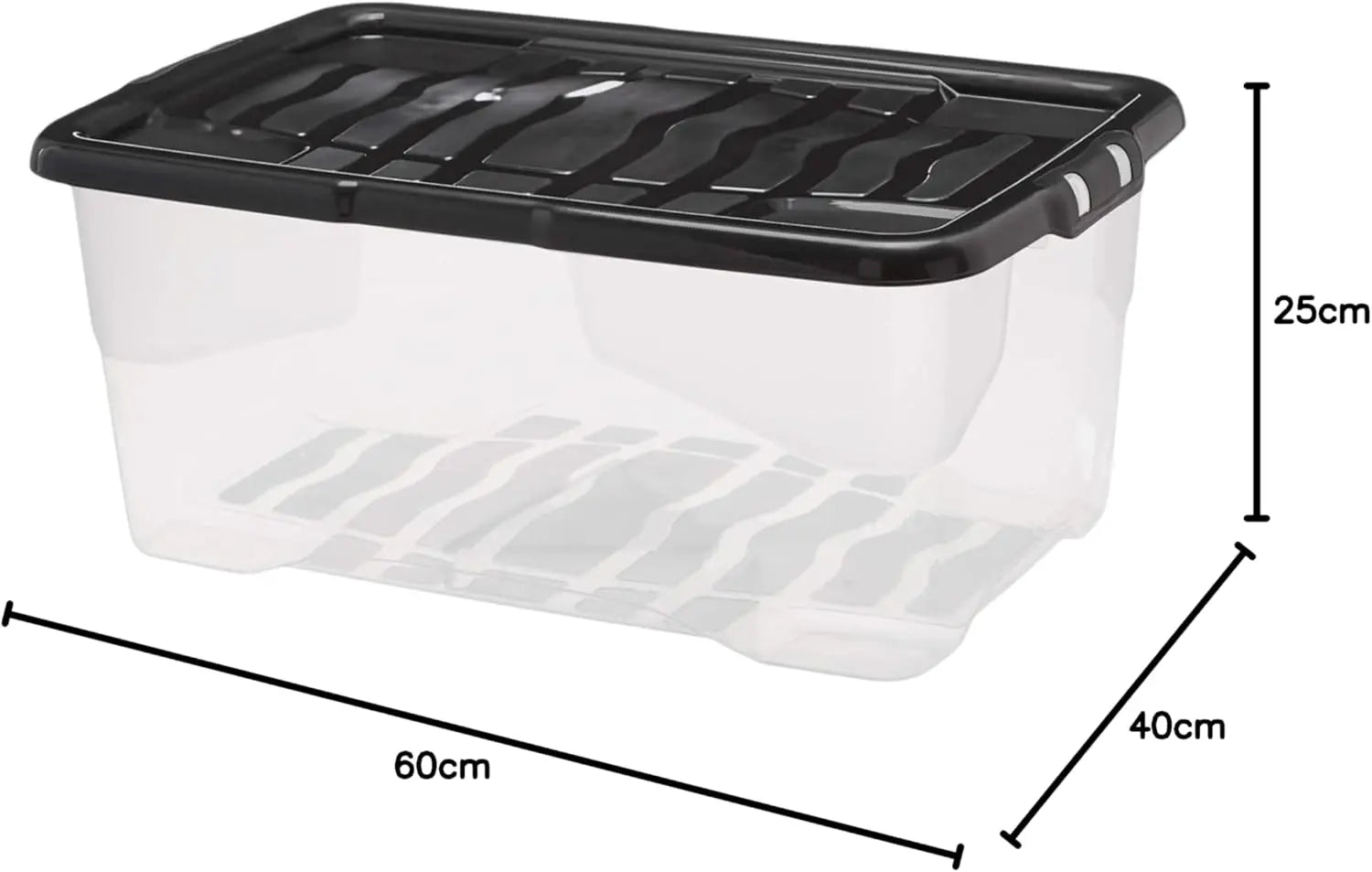 B-Ware Strata Aufbewahrungsbox Curve Box 42 L Mit Deckel Transparent Schwarz 4er Set - 5021711053227