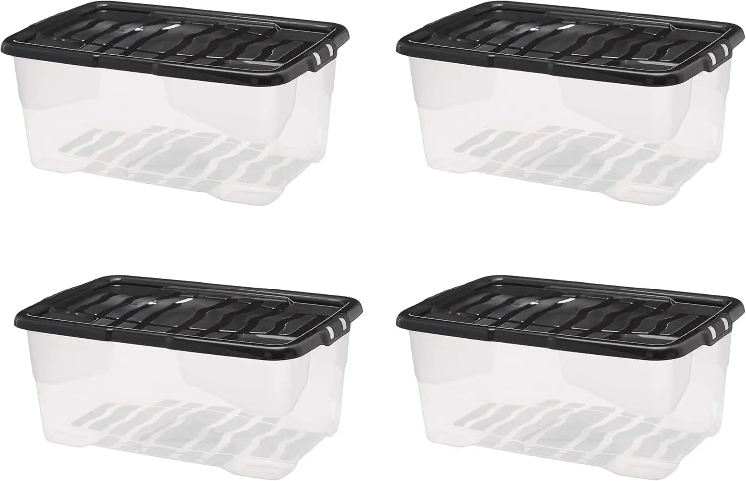 B-Ware Strata Aufbewahrungsbox Curve Box 42 L Mit Deckel Transparent Schwarz 4er Set - 5021711053227