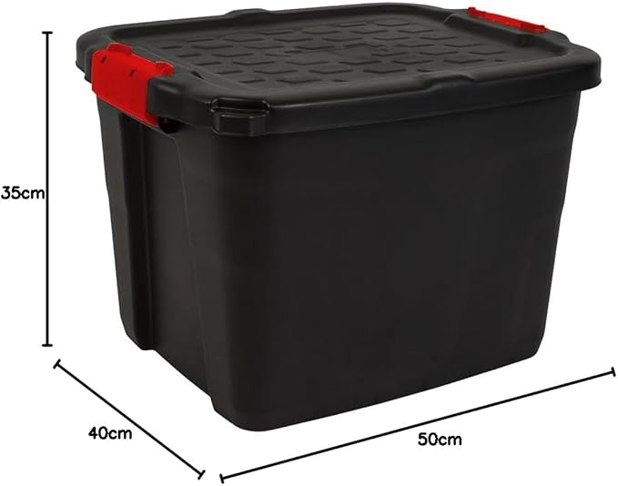 Strata Aufbewahrungsbox Kiste Box 42 L Deckel Abschließbar Innen Außen Schwarz  B-Ware - 5021711059144