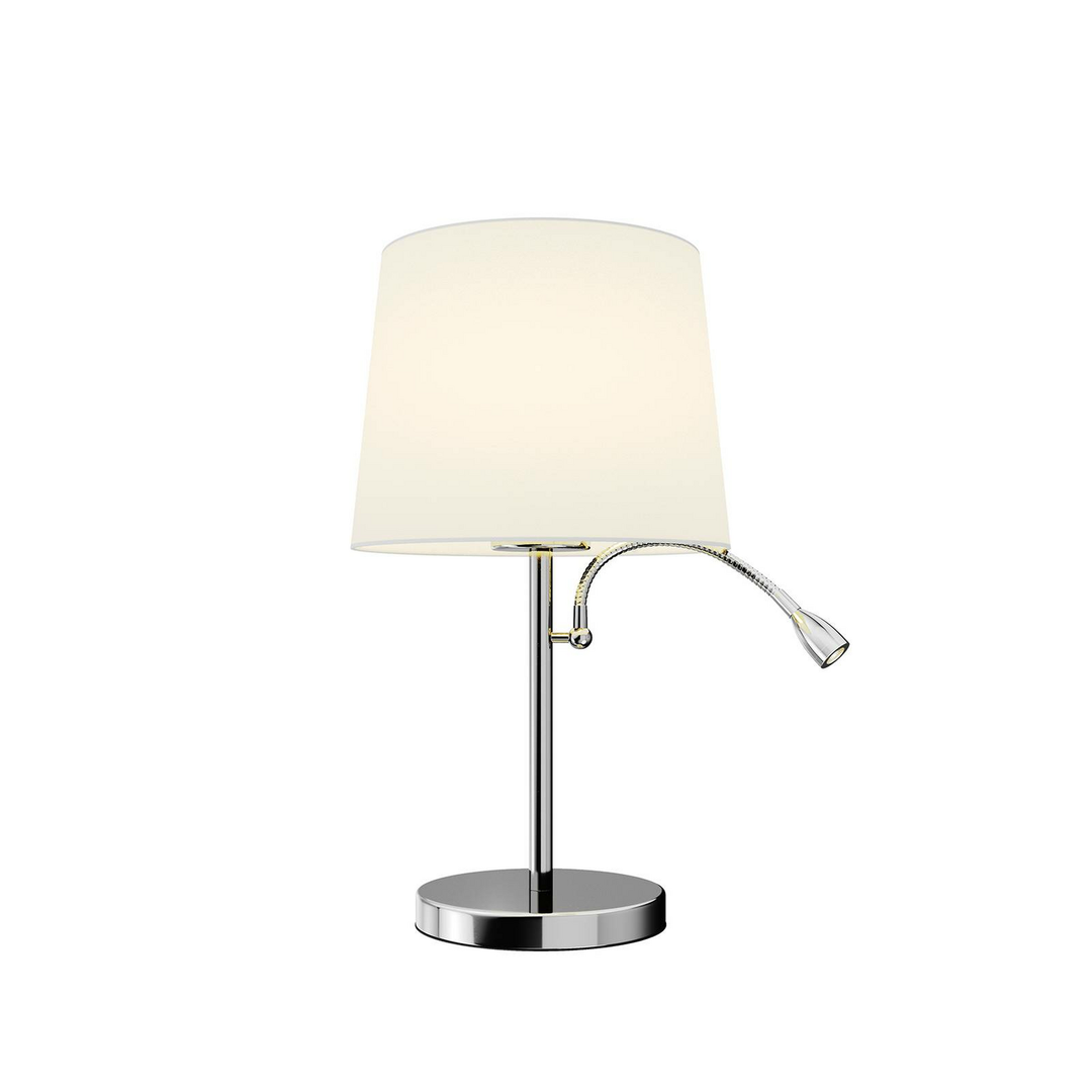 Lindby Stoff Tischlampe Benjiro Tischlampe Lampe Led Leselampe E27 Weiß Chrom B-Ware - 4251096546750