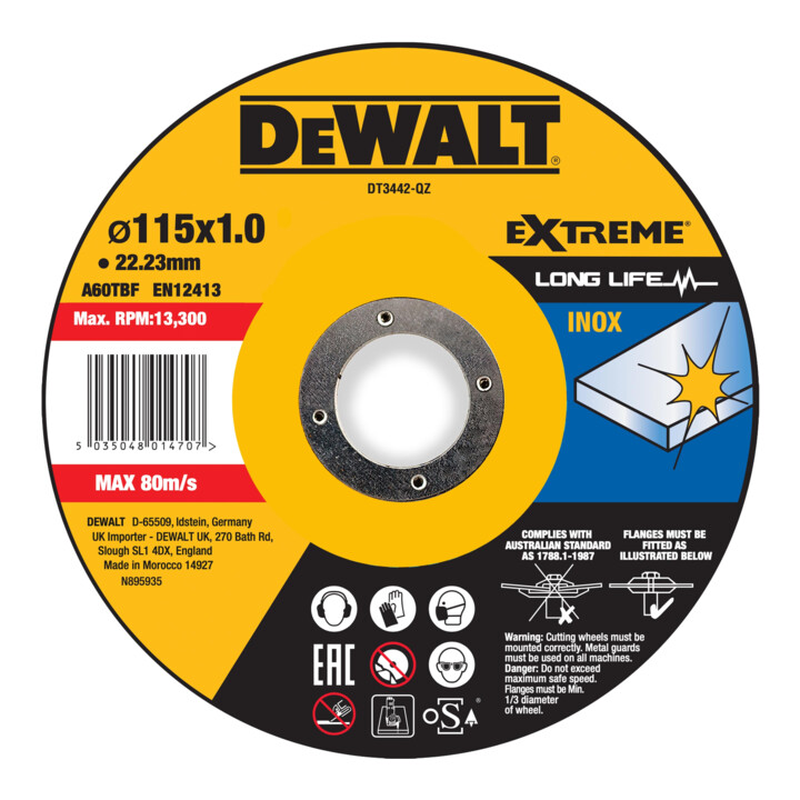 Dewalt Extreme Trennscheibe Scheibe Typ 41 Flach Dt3442 Qz 22 Stück B-Ware - 5035048014714