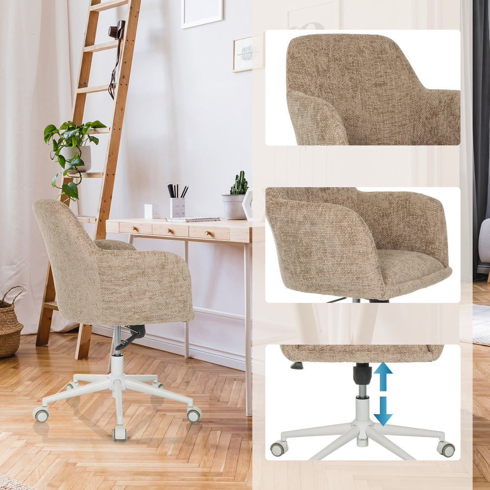 hjh LIVING Bürostuhl Drehstuhl Home Office beige Bouclé Stoff höhenverstell649 - 4064323038894
